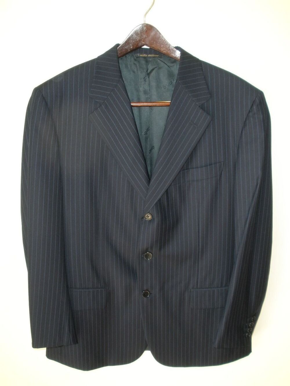 RAVAZZOLO Men's Navy Pinstripe Sport Coat Blazer ING LORO PIANA WOOL, Size 44R